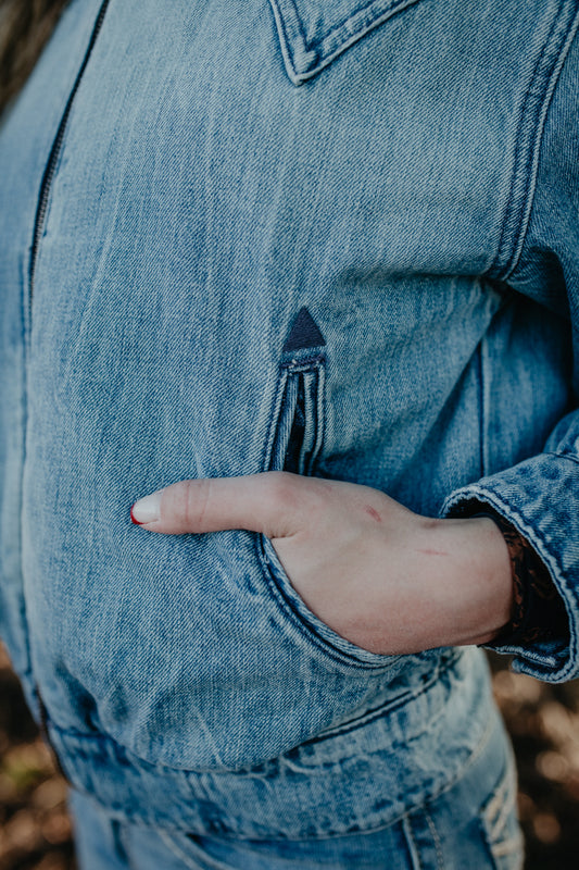 'Kass' Women's Ariat Denim Bomber Jacket (XS-XXL)