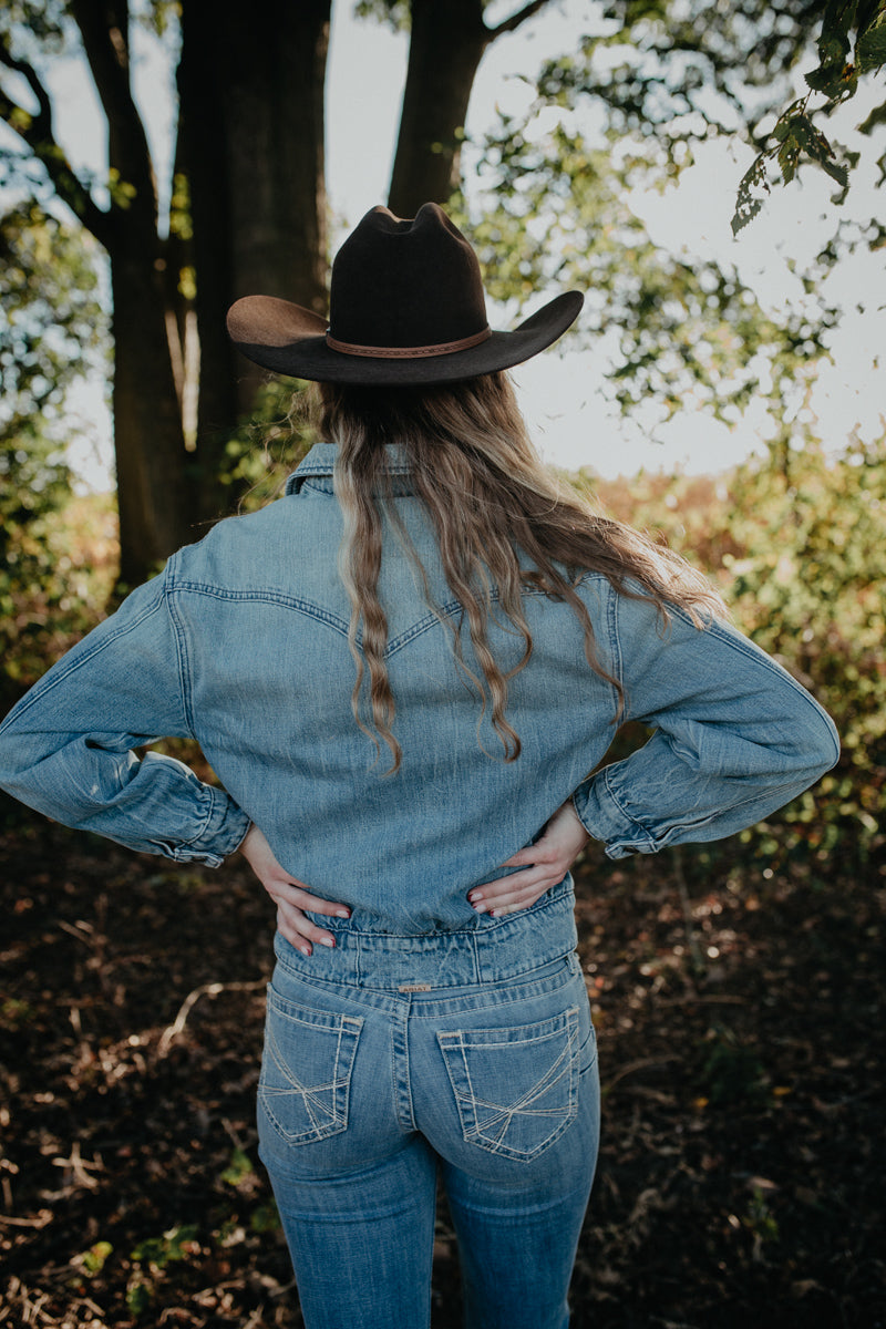 'Kass' Women's Ariat Denim Bomber Jacket (XS-XXL)