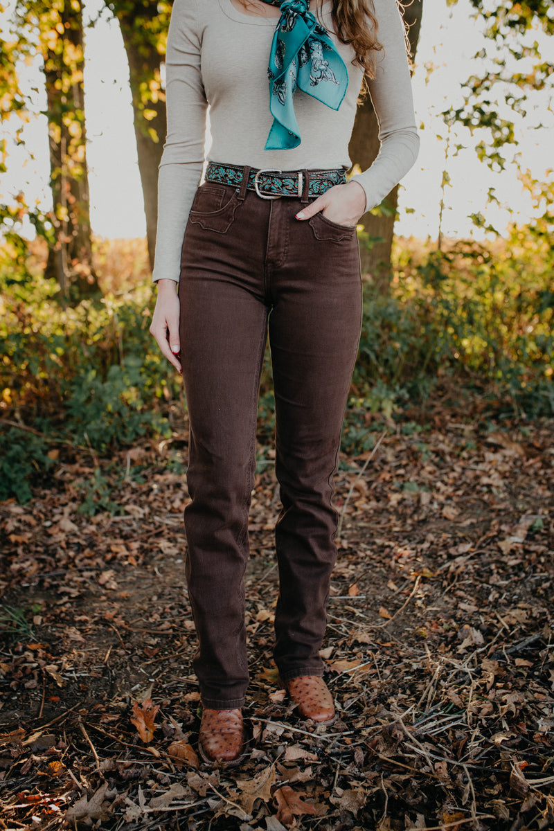 'Cocoa' Brown High Rise Bootcut by Rock and Roll Denim (Sizes 24-34)