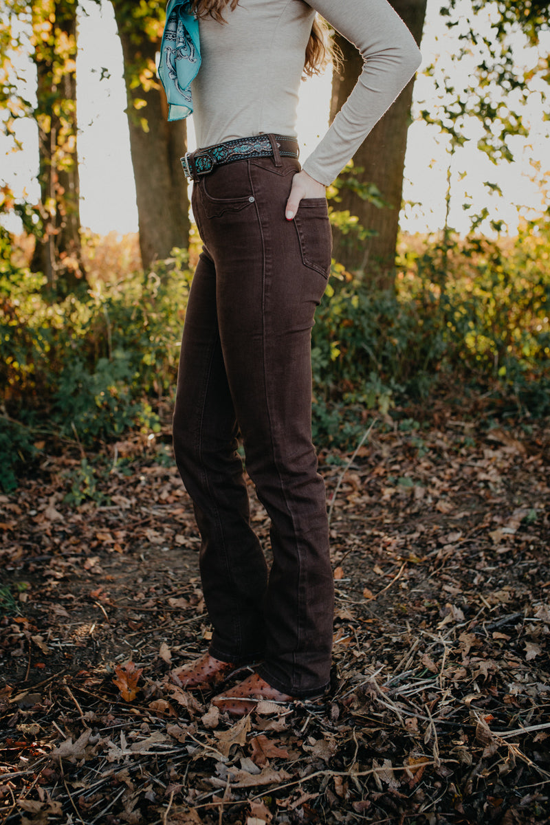 'Cocoa' Brown High Rise Bootcut by Rock and Roll Denim (Sizes 24-34)