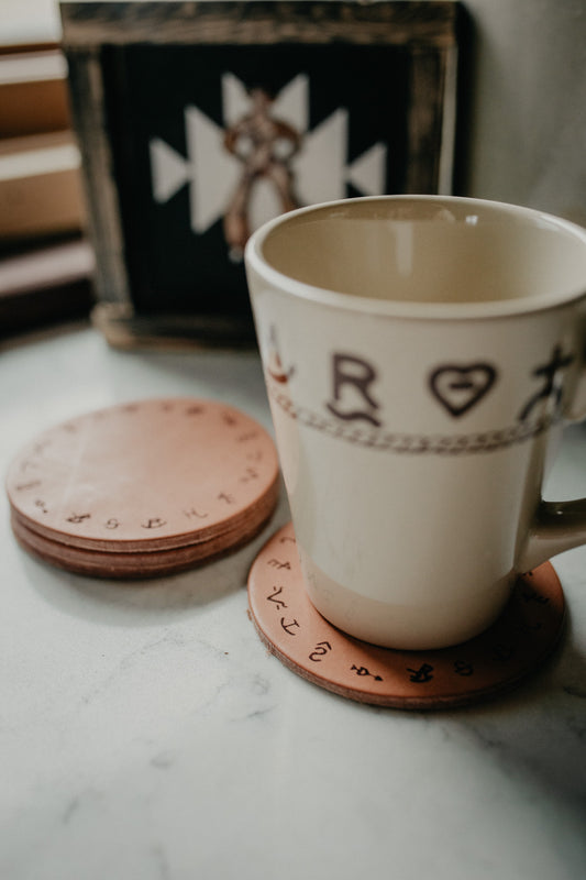 Branded Leather Coasters (Set of 4 in Box)
