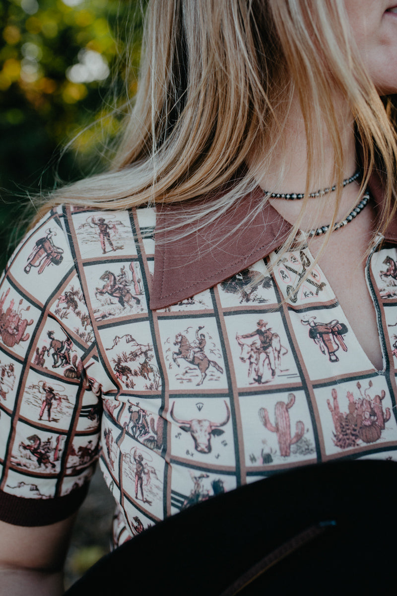 Checkered Western Vintage Style Printed Polo Shirt (S - XL)