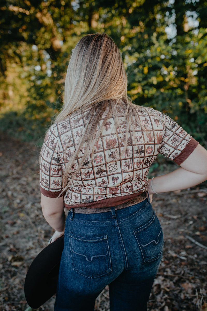 Checkered Western Vintage Style Printed Polo Shirt (S - XL)