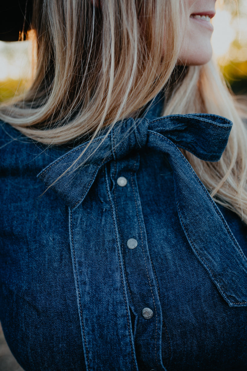 'Kait' Women's Puff Sleeve Denim Snap Shirt (XS-XXL)