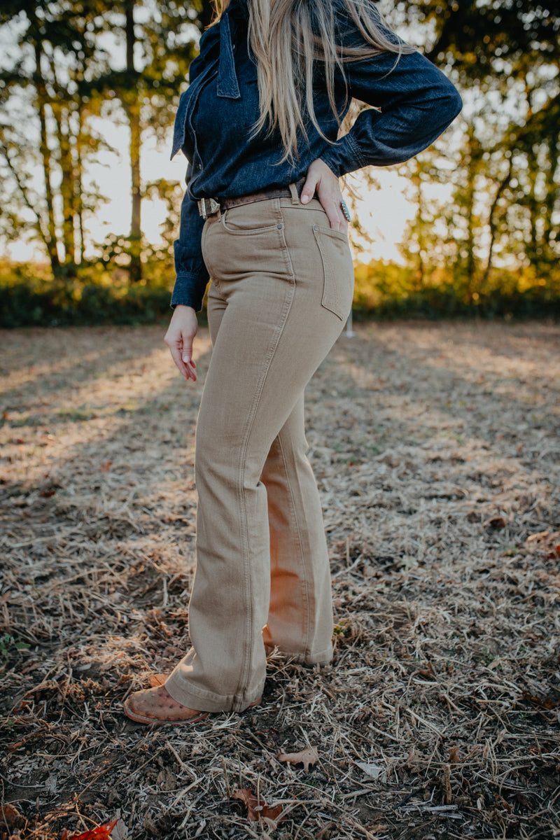 'Emmie' Wrangler Tan High Rise Trouser Jean (24-35)