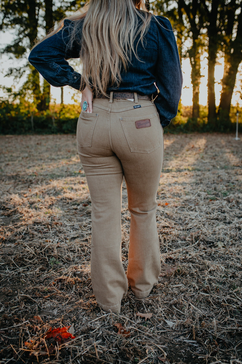 'Emmie' Wrangler Tan High Rise Trouser Jean (24-35)