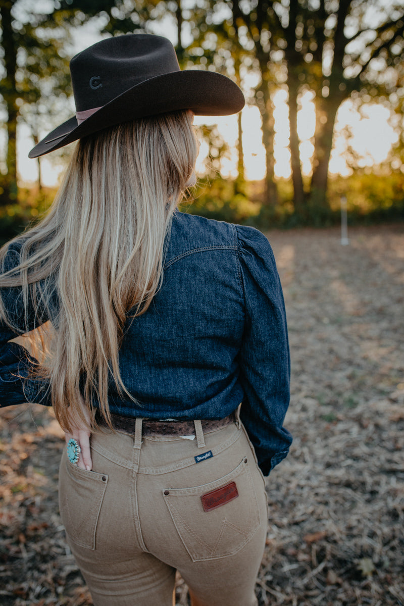 'Kait' Women's Puff Sleeve Denim Snap Shirt (XS-XXL)