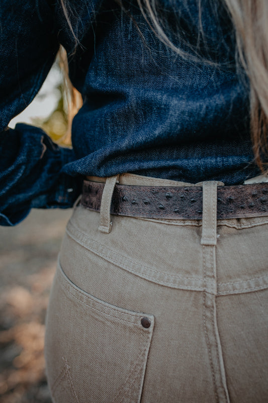 Chocolate Vintage Ostrich Leather Belt (Sizes 30-44)