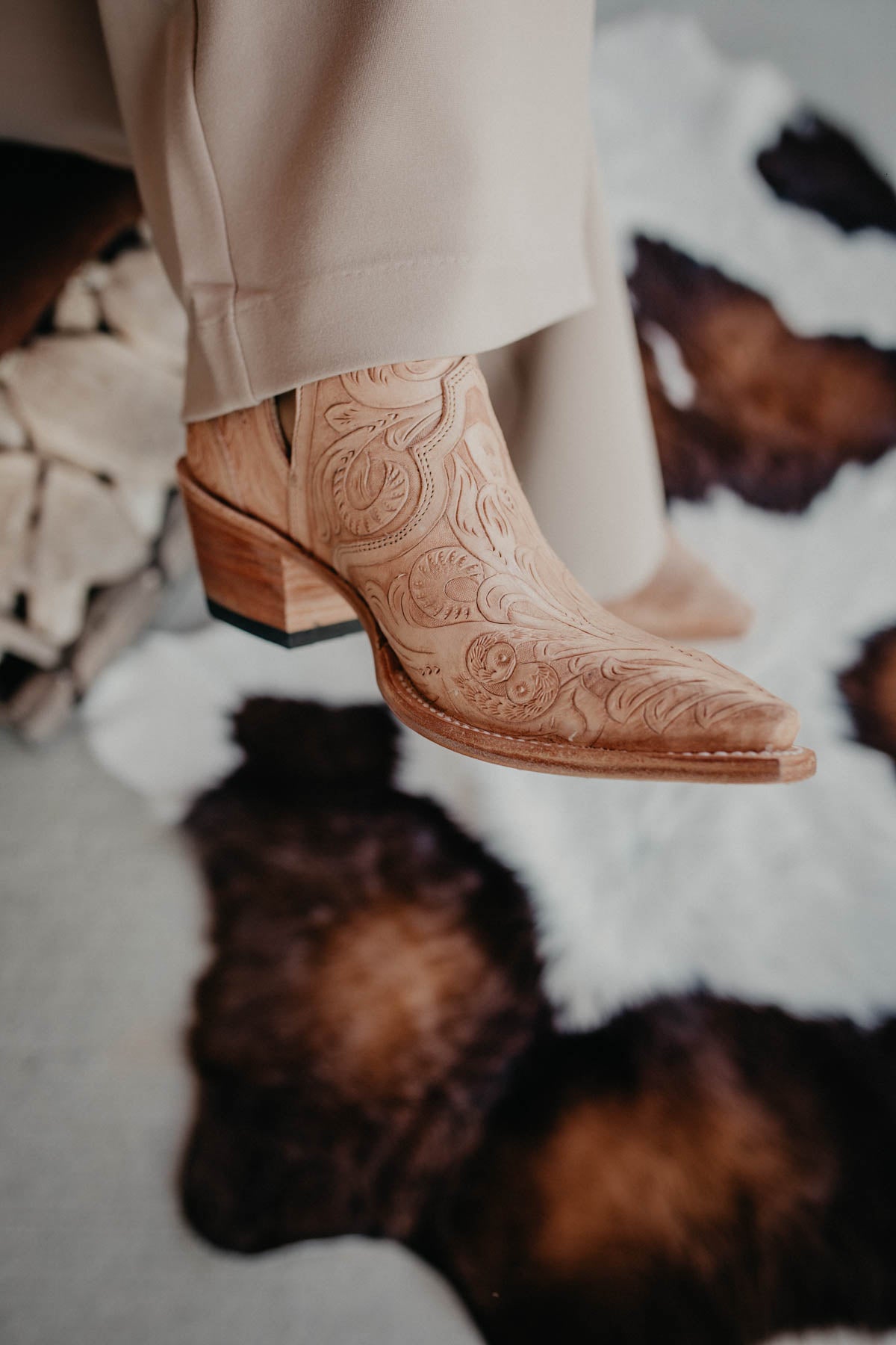 'Aviana' Stetson Fully Tooled Leather Snip Toe Ankle Booties (7.5- 11 Only)