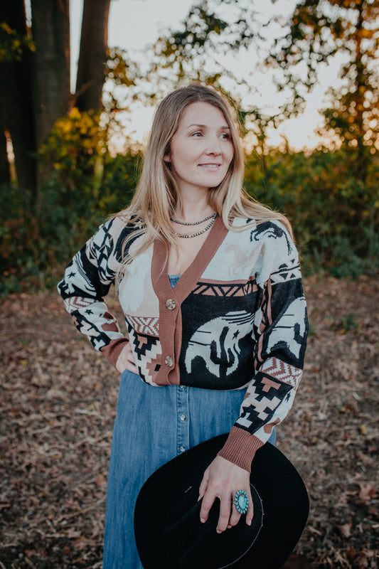 'Kitty' Wrangler Colour Blocked Bomber Cardigan (S-XXL)