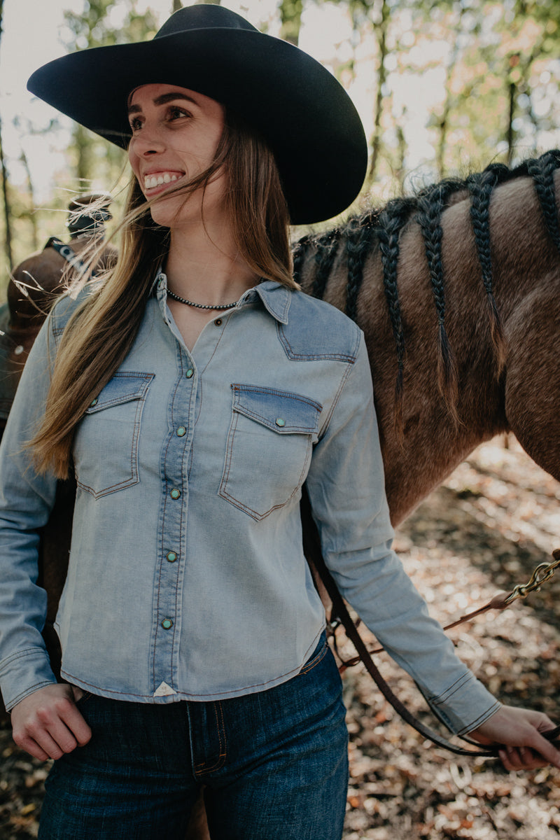 'Rayna' Light Wash Indigo Button Up by Kimes Ranch (S-XXL)