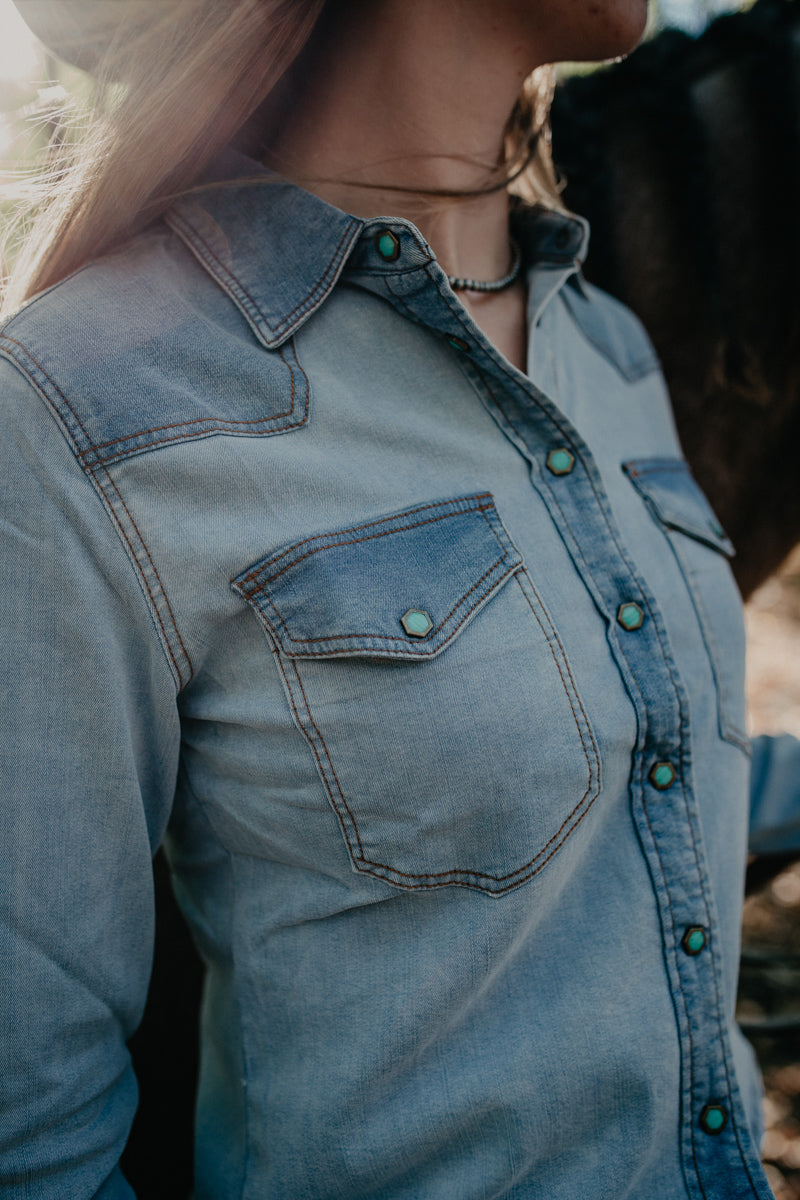 'Rayna' Light Wash Indigo Button Up by Kimes Ranch (S-XXL)