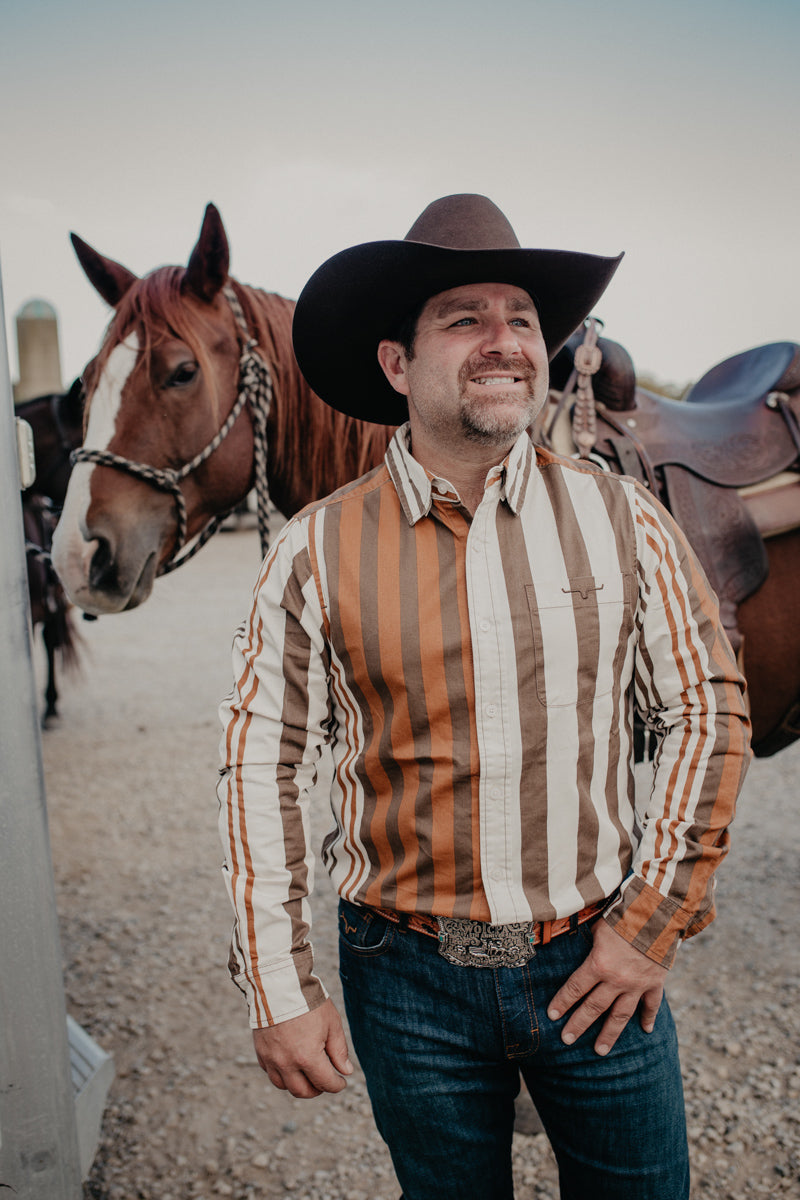 1992 Men's Brown Striped Button Up by Kimes Ranch (S-XXL)