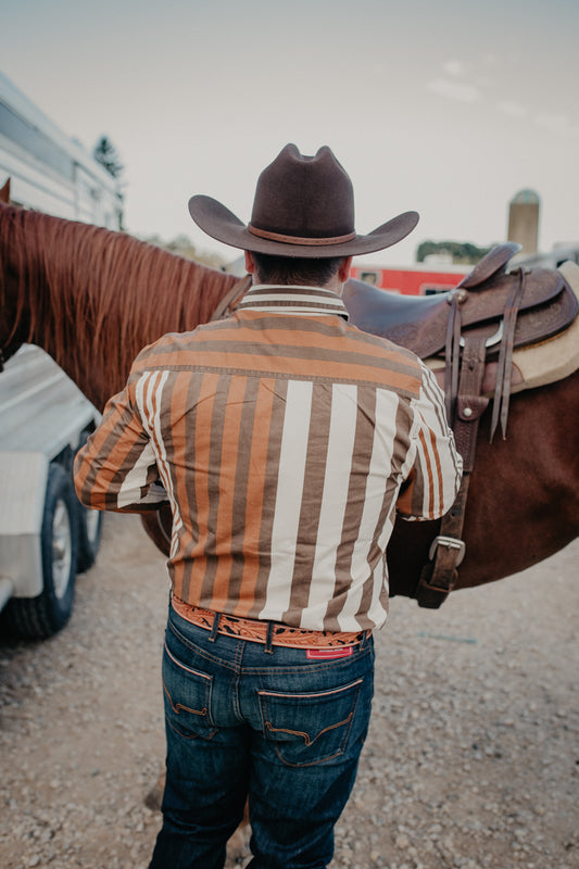 1992 Men's Brown Striped Button Up by Kimes Ranch (S-XXL)