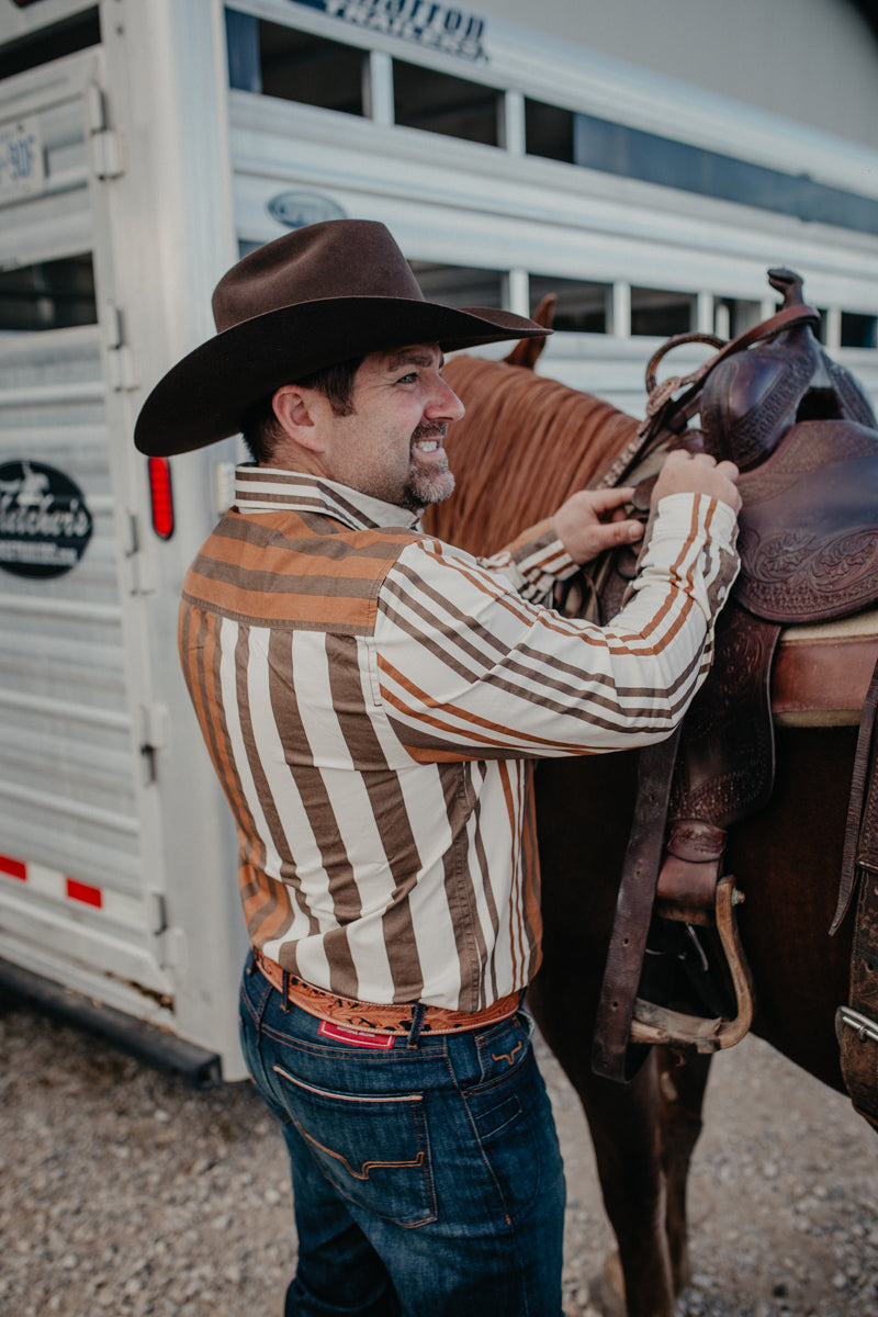 1992 Men's Brown Striped Button Up by Kimes Ranch (S-XXL)