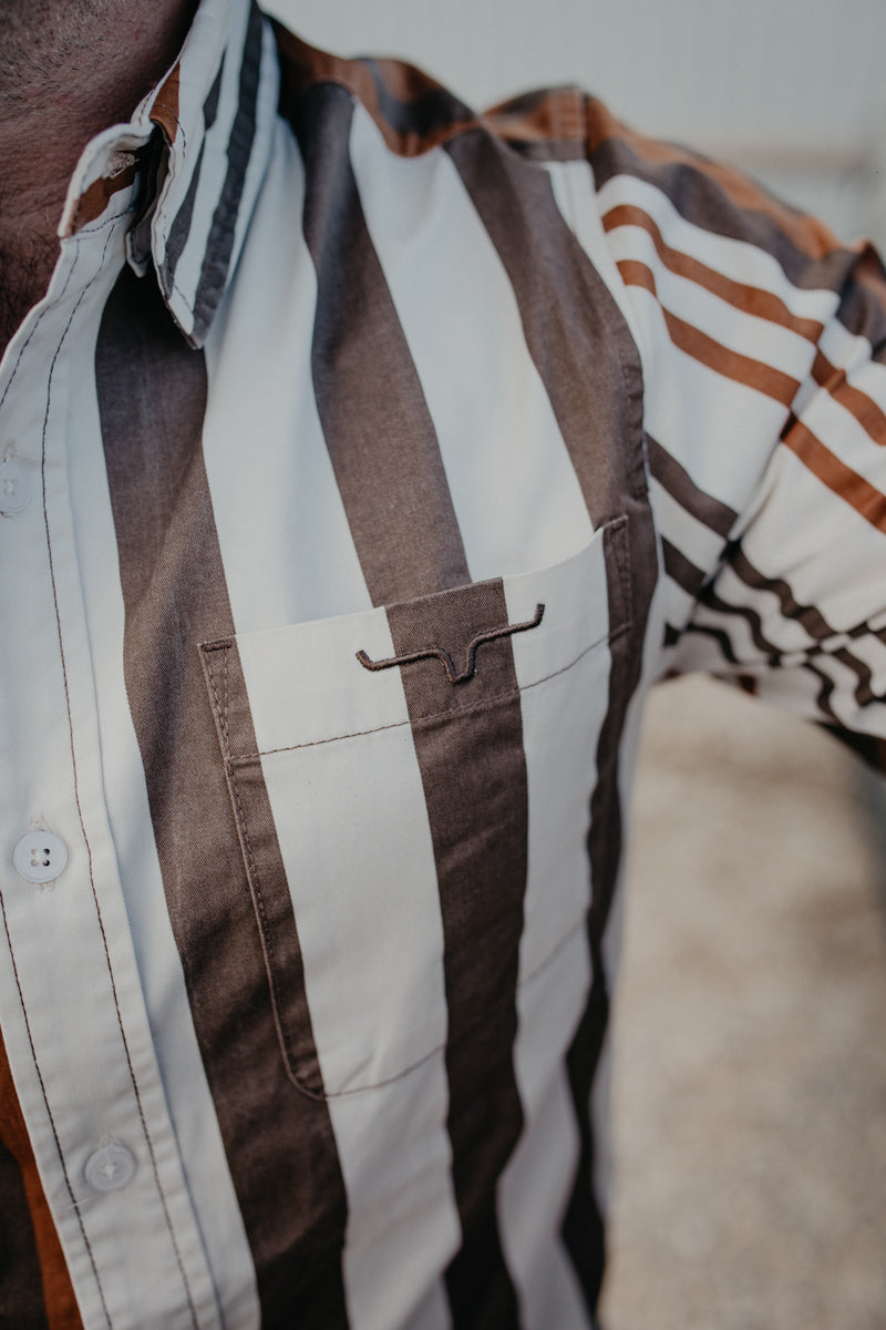 1992 Men's Brown Striped Button Up by Kimes Ranch (S-XXL)