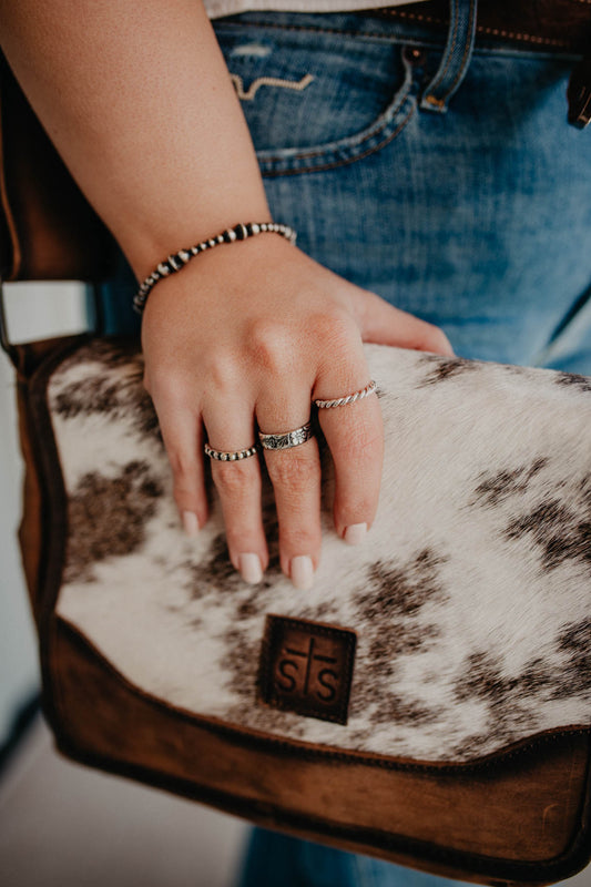 Floral Stamped Sterling Stacker Ring (Sized)