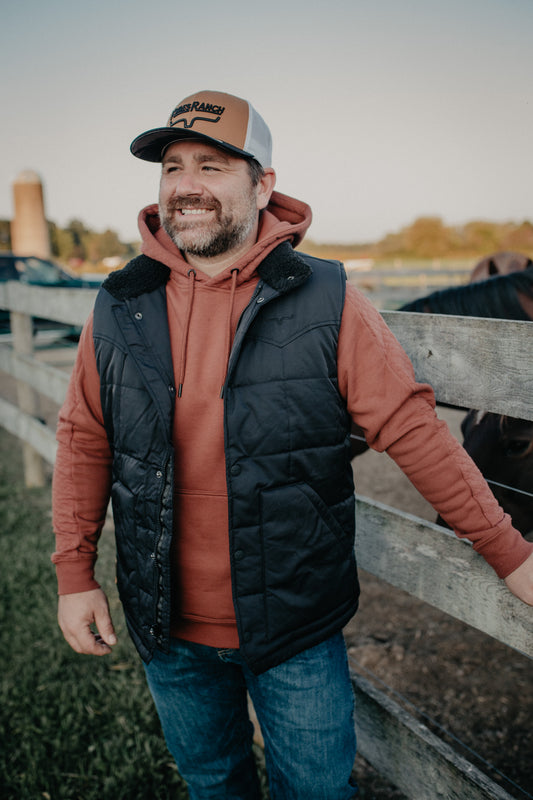 'Muir Trail' Men's Black Quilted Vest with Sherpa Lining by Kimes Ranch (L-XXL ONLY)