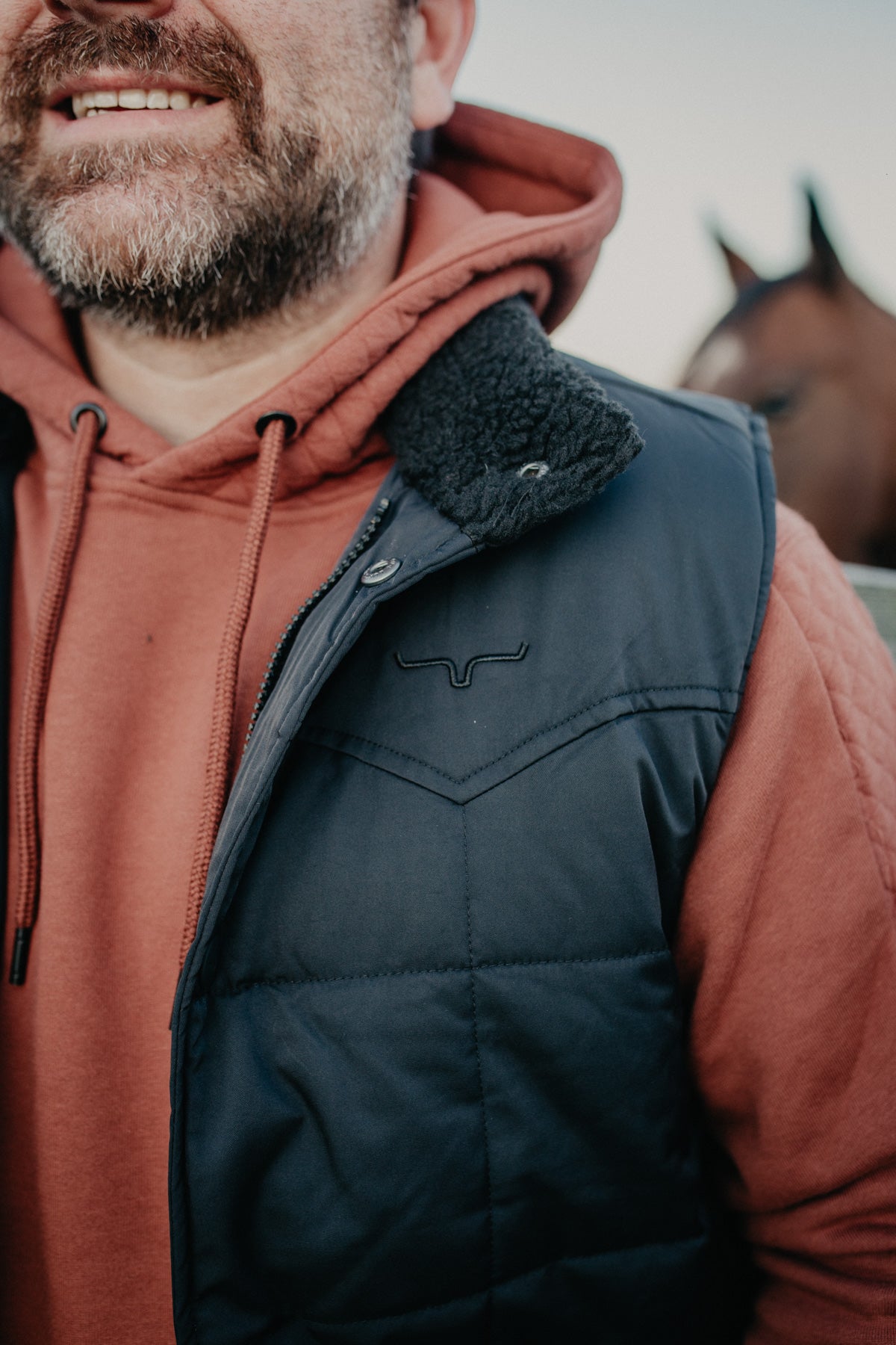 'Muir Trail' Men's Black Quilted Vest with Sherpa Lining by Kimes Ranch (L-XXL ONLY)