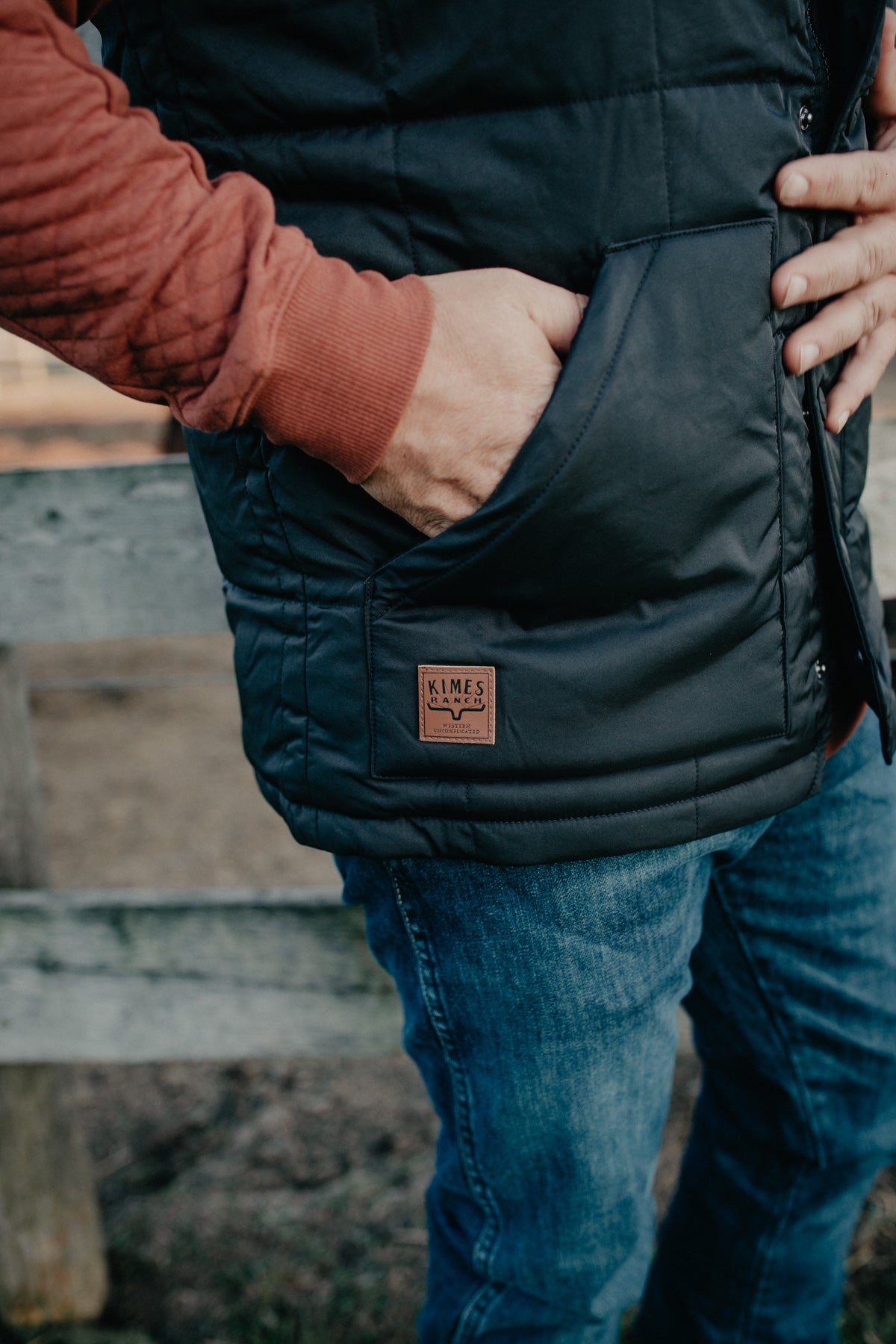 'Muir Trail' Men's Black Quilted Vest with Sherpa Lining by Kimes Ranch (L-XXL ONLY)