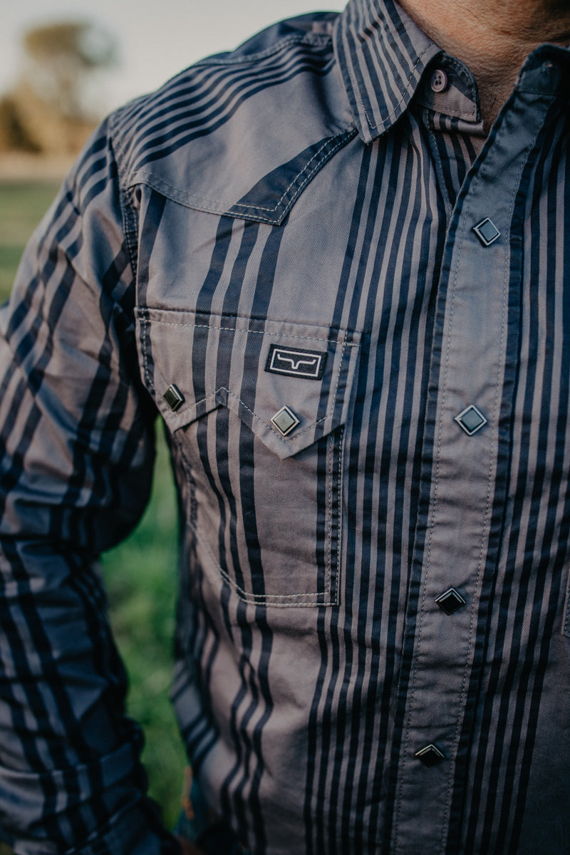 'Bandit' Men's Black Striped Retro Pearl Snap by Kimes Ranch (S-XXL)