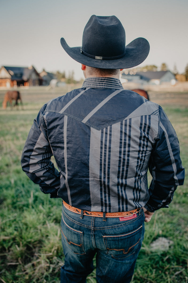 'Bandit' Men's Black Striped Retro Pearl Snap by Kimes Ranch (S-XXL)