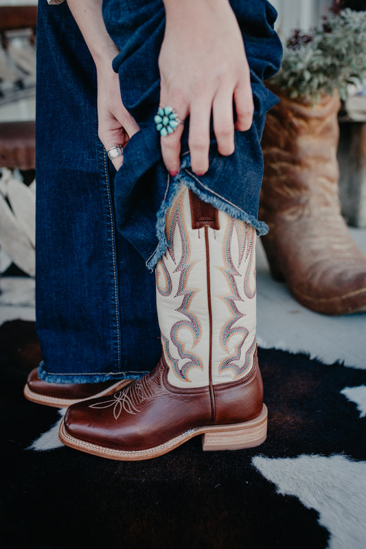 13" 'Augusta' Brown / Ivory Hyer Women's Cowboy Boots (Sizes 6-11/ B & C Widths)