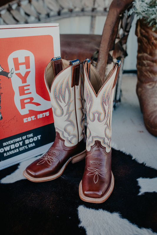 13" 'Augusta' Brown / Ivory Hyer Women's Cowboy Boots (Sizes 6-11/ B & C Widths)