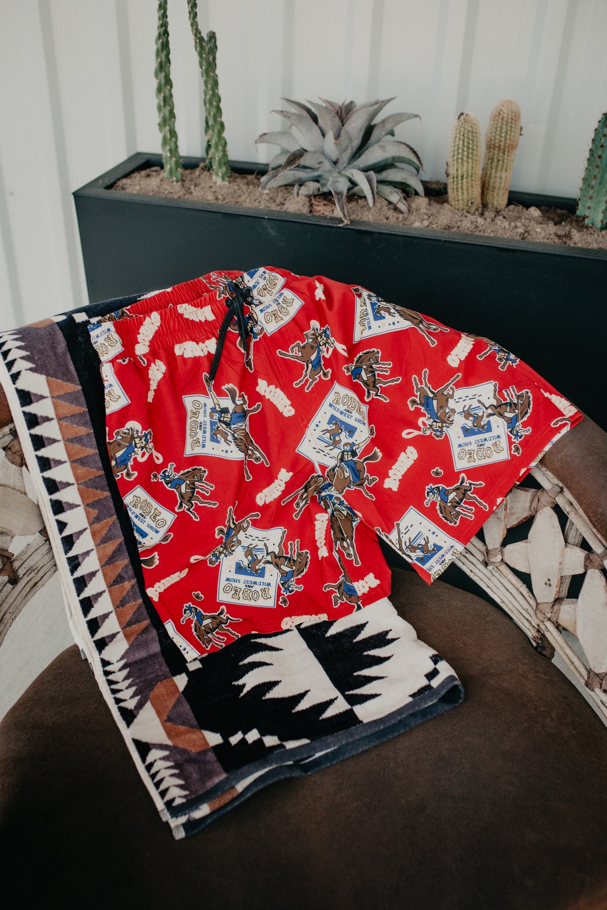 'Rodeo Boardshorts' Men's CINCH Red Swim Bottoms (S-XL)