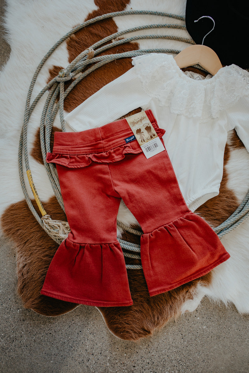 'Penni' Girl's Rust Ruffle Leg Flare Jean (0-3M to 2T)