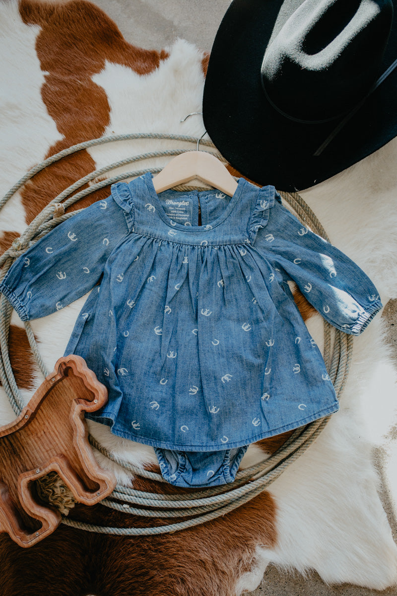 'Lyla' Wrangler Baby Girl Long Sleeve Denim Dress (0-3M to 2T)