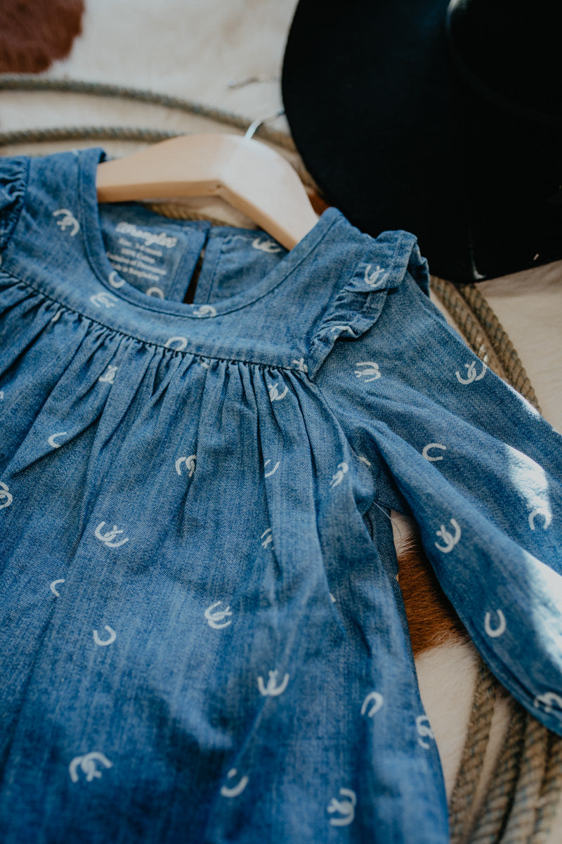 'Lyla' Wrangler Baby Girl Long Sleeve Denim Dress (0-3M to 2T)