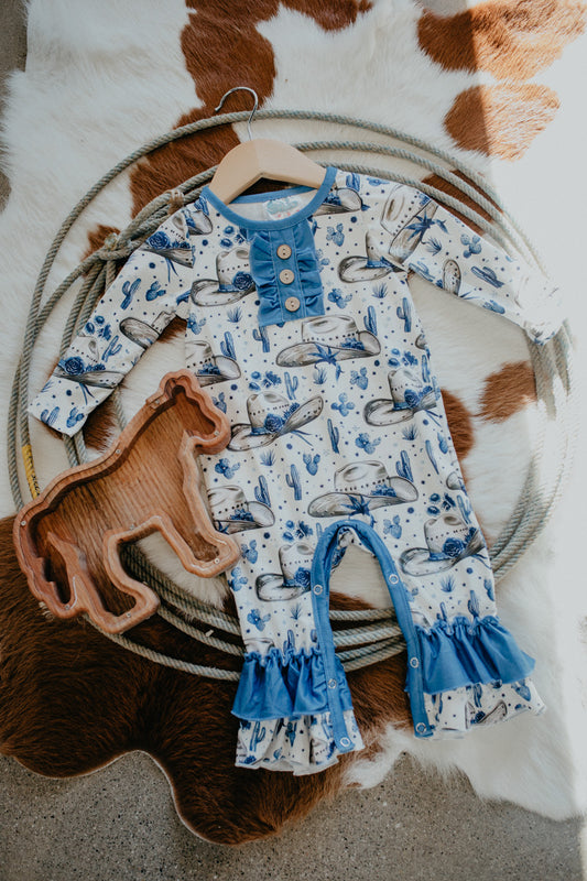 'Delilah' Rancher Cowgirl Long Sleeve Romper (3-6M to 2T)