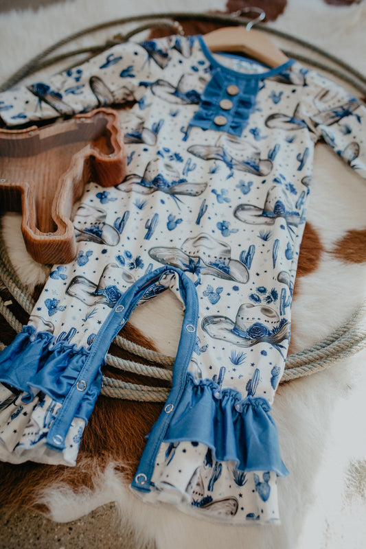 'Delilah' Rancher Cowgirl Long Sleeve Romper (3-6M to 2T)