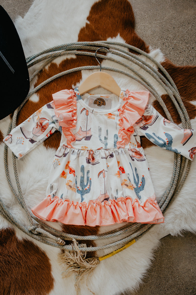 'Cassidy' Girls Cactus Ruffle Dress (3-6M to 5T)