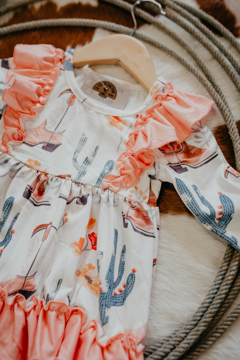 'Cassidy' Girls Cactus Ruffle Dress (3-6M to 5T)