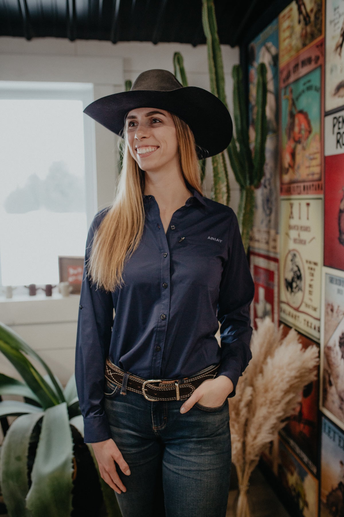 'Navy Iris' Ariat Women's Kirby Pro Shirt (XS-XXL)j