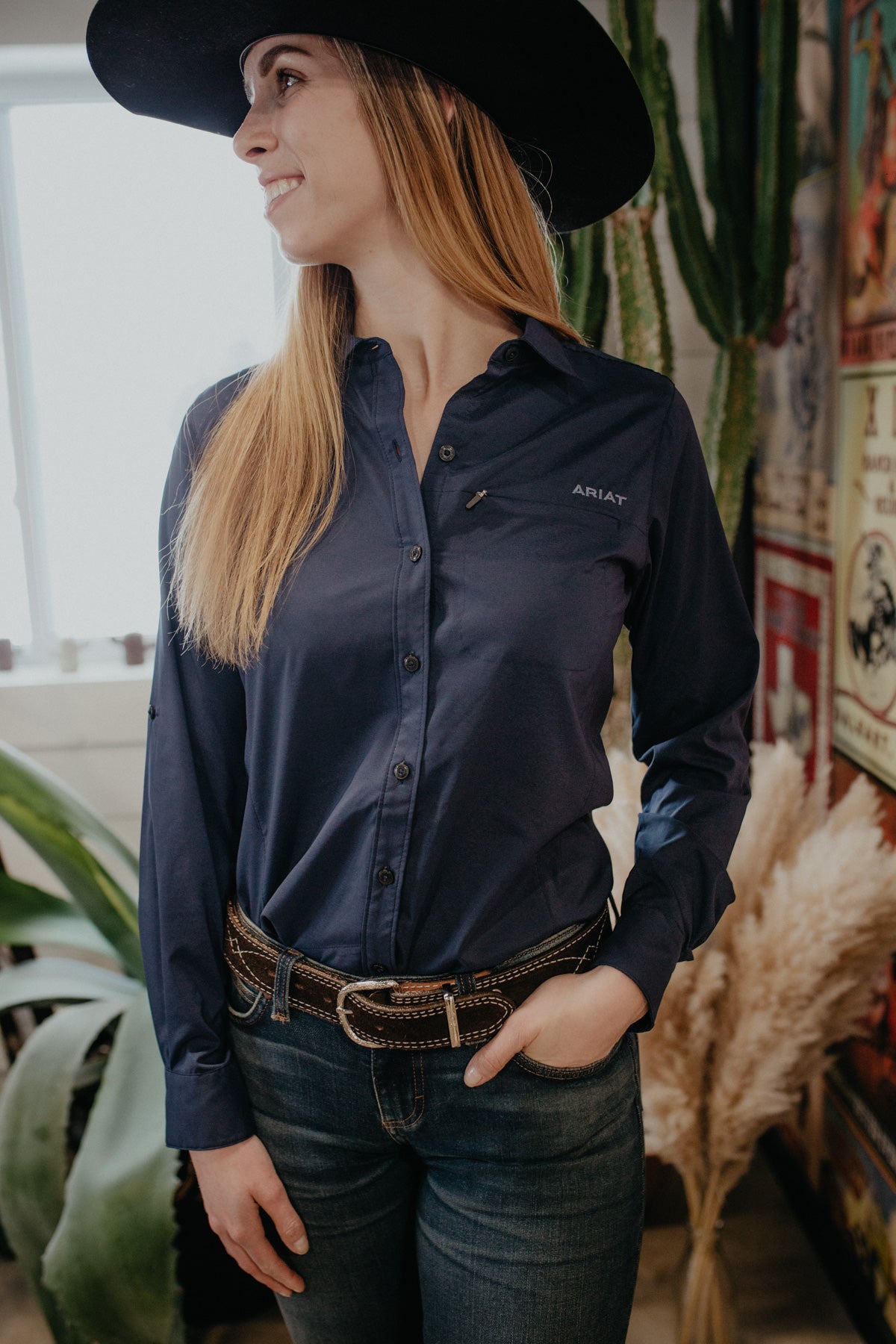 'Navy Iris' Ariat Women's Kirby Pro Shirt (XS-XXL)j