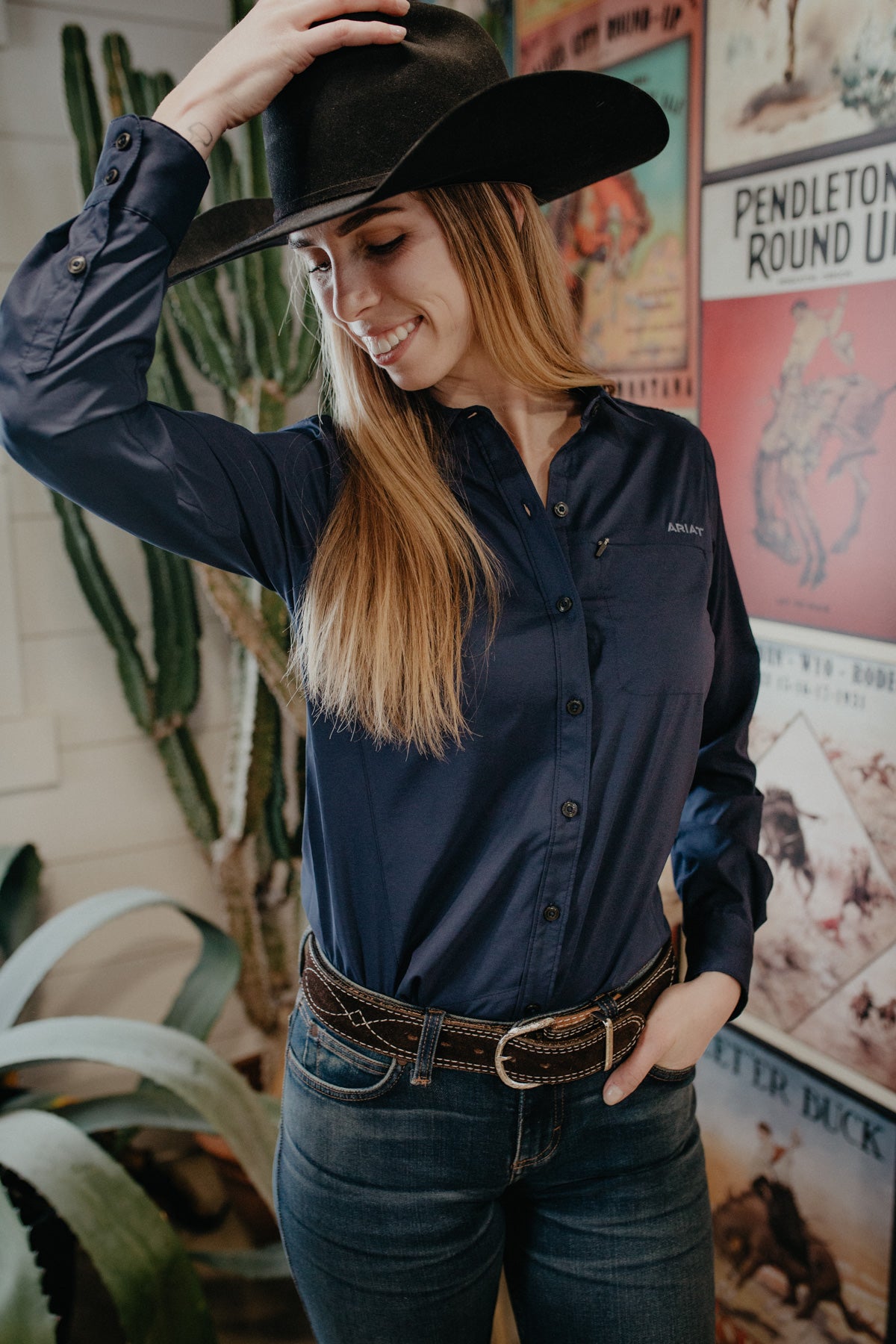 'Navy Iris' Ariat Women's Kirby Pro Shirt (XS-XXL)j