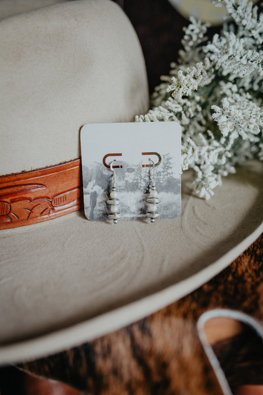 Mini Navajo Disc Drop White Earrings