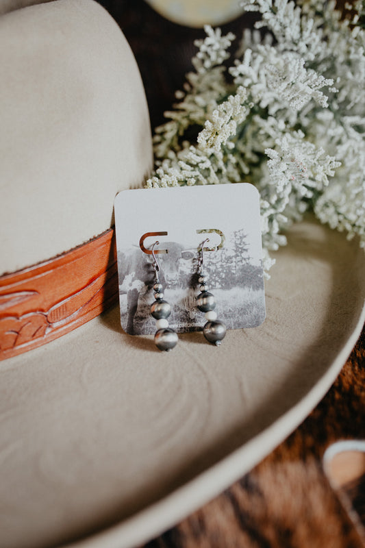 Navajo Ball Drop White Earrings