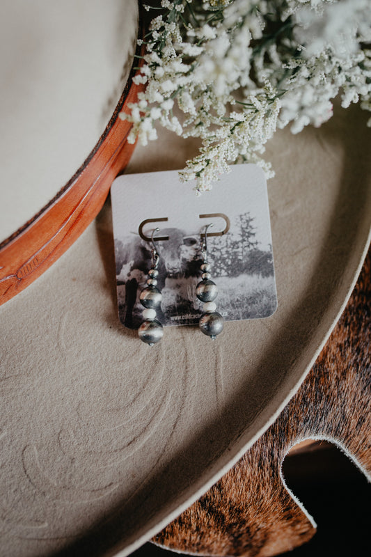 Navajo Ball Drop White Earrings