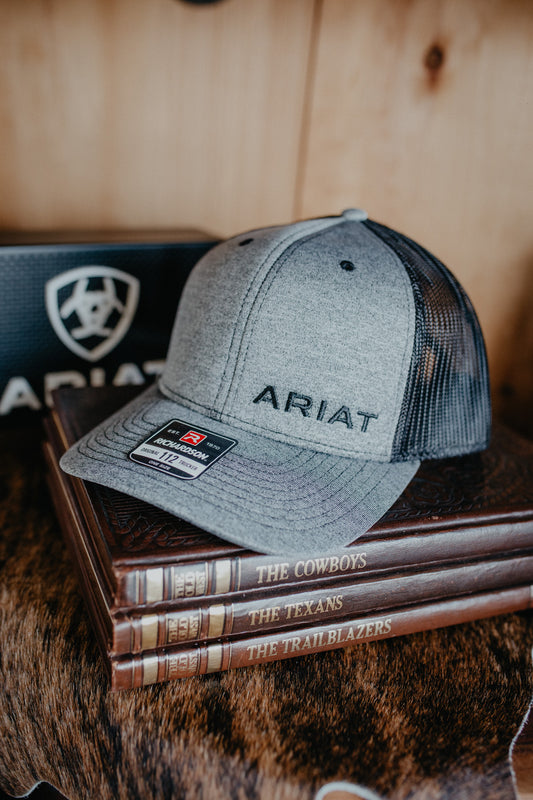 Ariat Charcoal Heather Grey & Black Logo Ball Cap