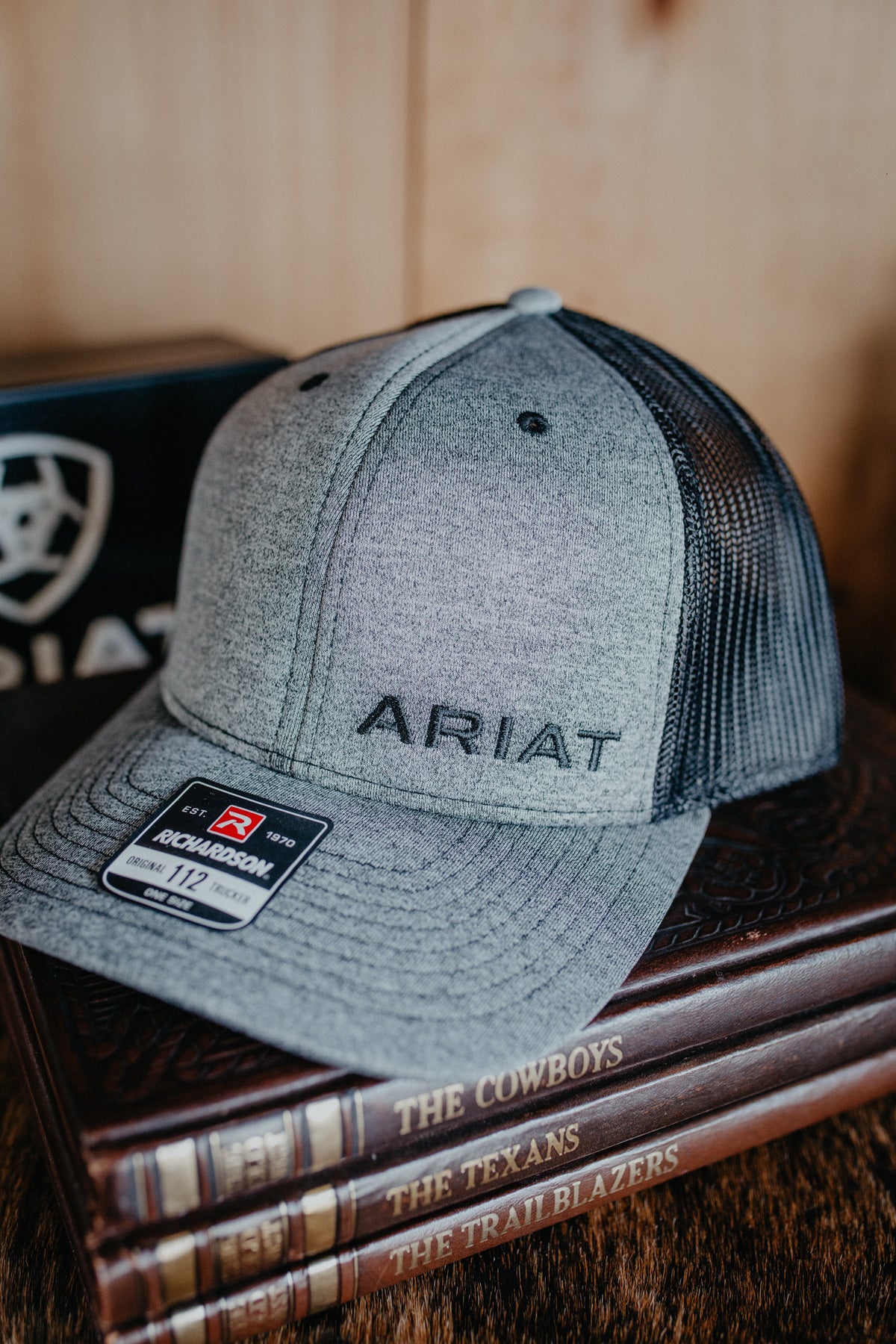 Ariat Charcoal Heather Grey & Black Logo Ball Cap