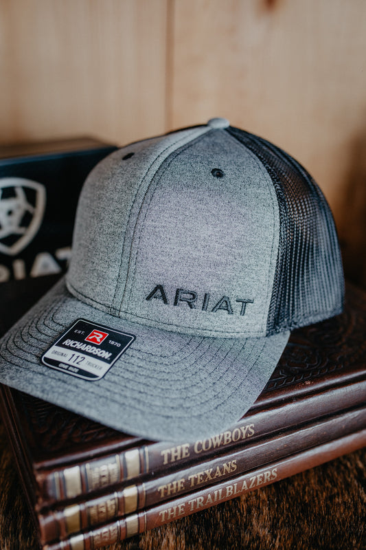 Ariat Charcoal Heather Grey & Black Logo Ball Cap