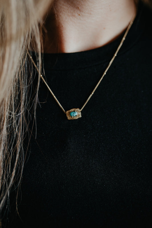 Mini Turquoise Oasis Buckle Necklace (2 Options)