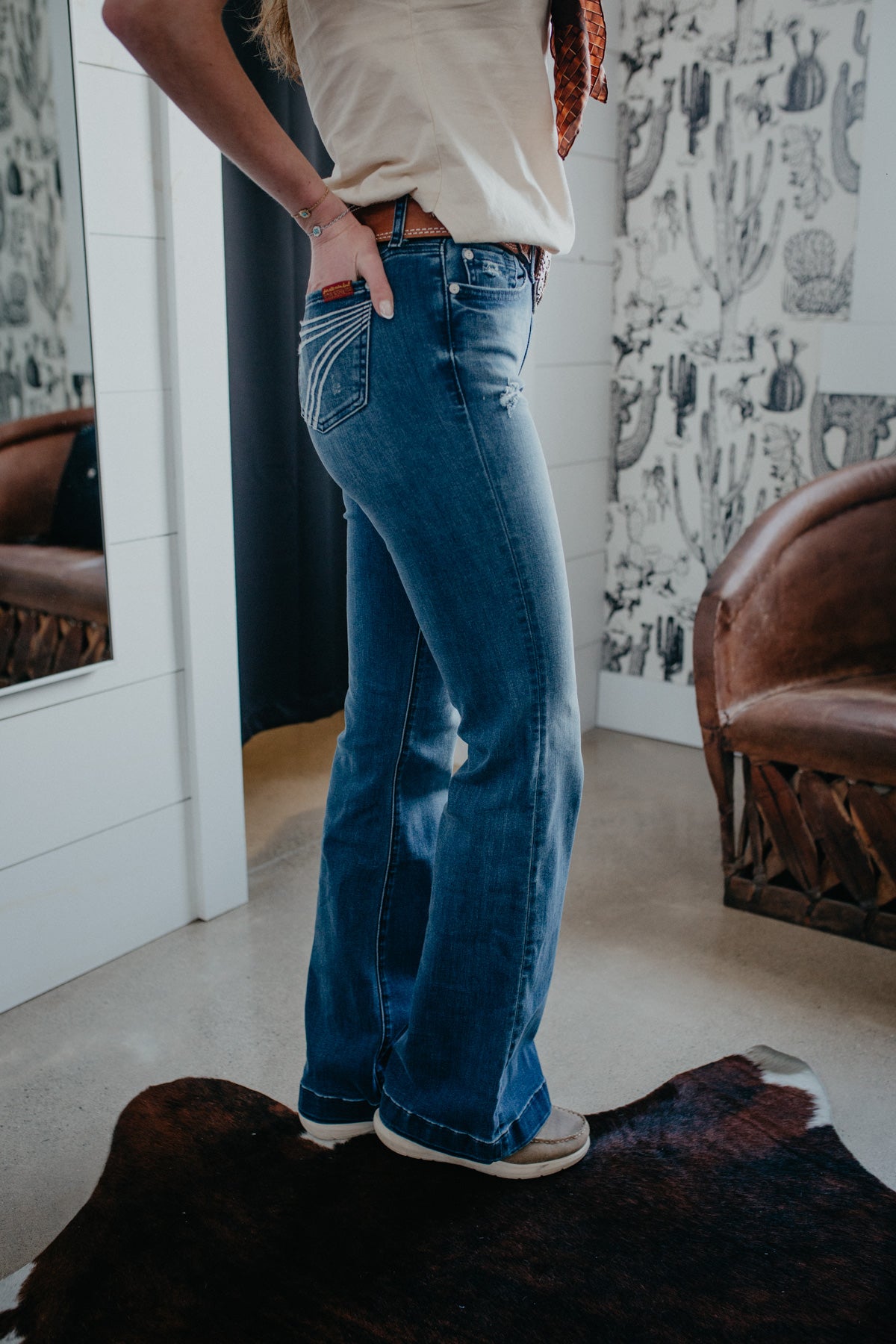 'Lake Blue' Dark Wash Dojo Flare Jean by 7 For All Mankind (3 Inseam Options)