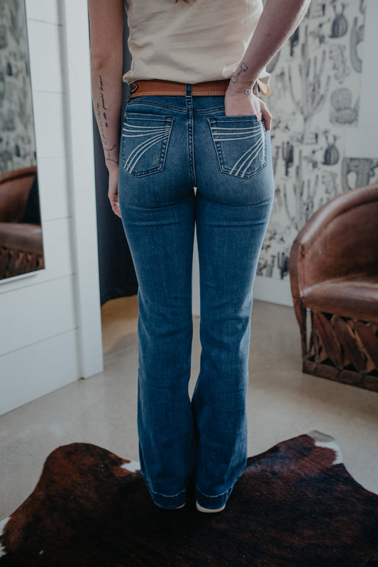 'Lake Blue' Dark Wash Dojo Flare Jean by 7 For All Mankind (3 Inseam Options)