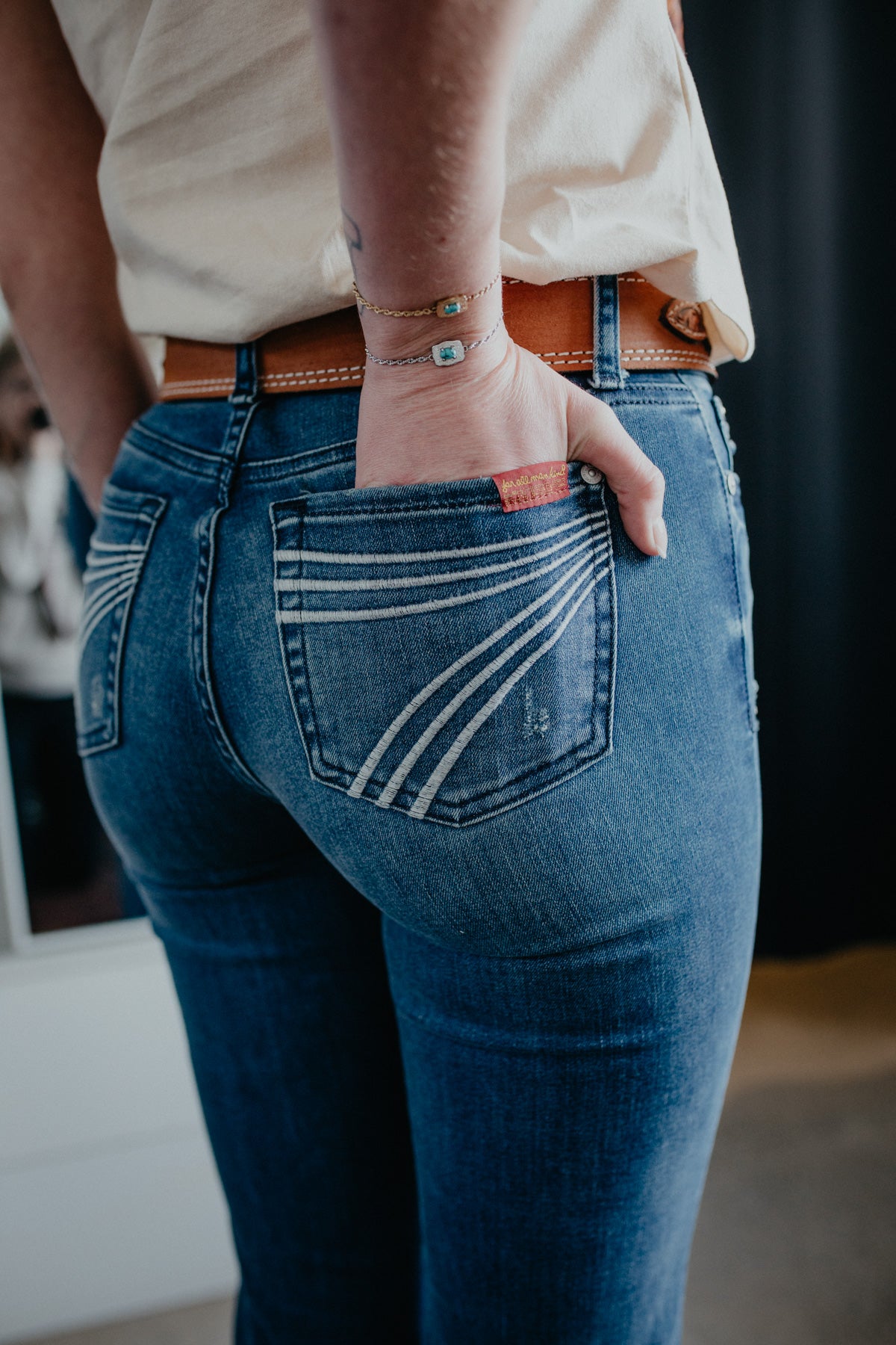 'Lake Blue' Dark Wash Dojo Flare Jean by 7 For All Mankind (3 Inseam Options)