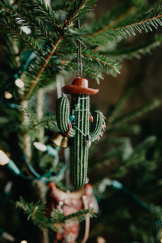 4" Western Cactus with Boot & Hat Ornament (Two Options)